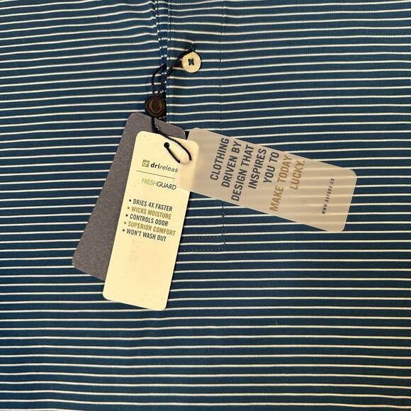 NWT Oxford Brand Men's Size M Polo Shirt Blue Make Today Lucky - Picture 5 of 7